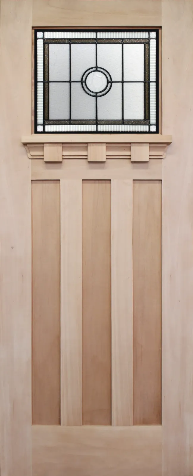 Ivanhoe solid timber door with Hampton leadlight front