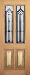 Colonial Cricket bat bollection mould Door with Blue Deco leadlight