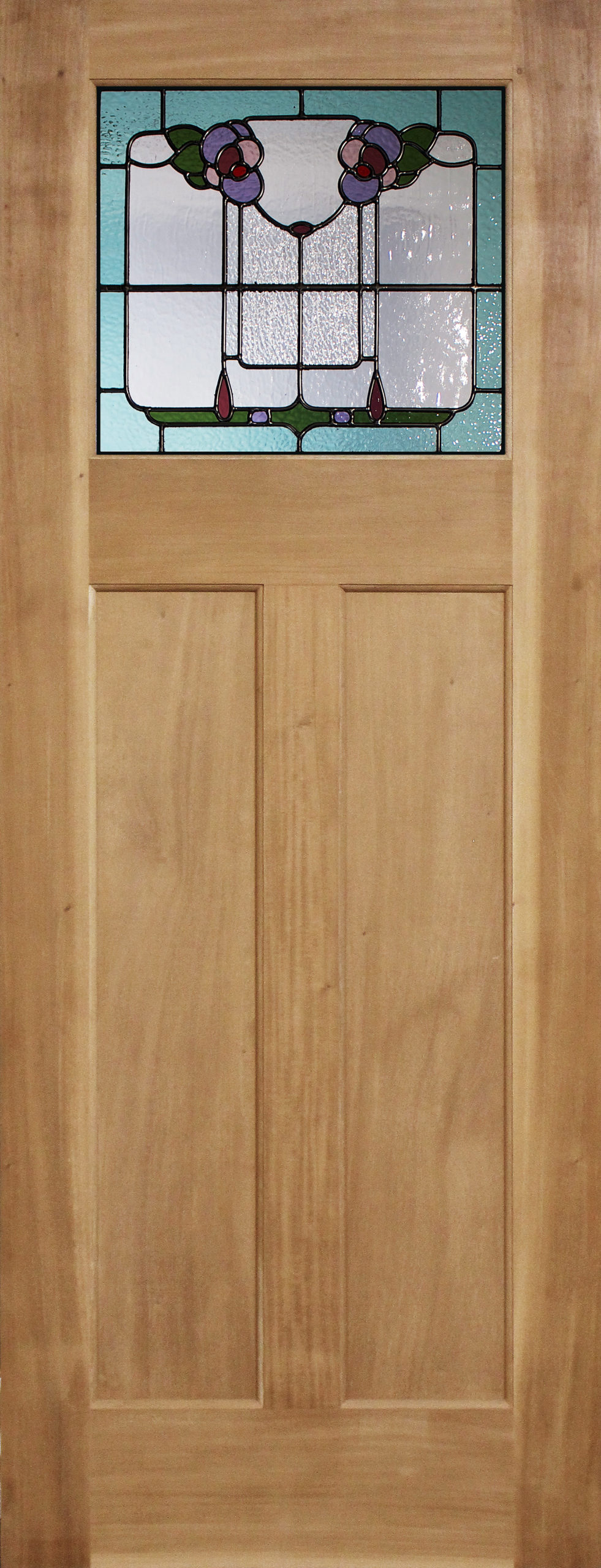 Edwardian solid timber door with Rose leadlight