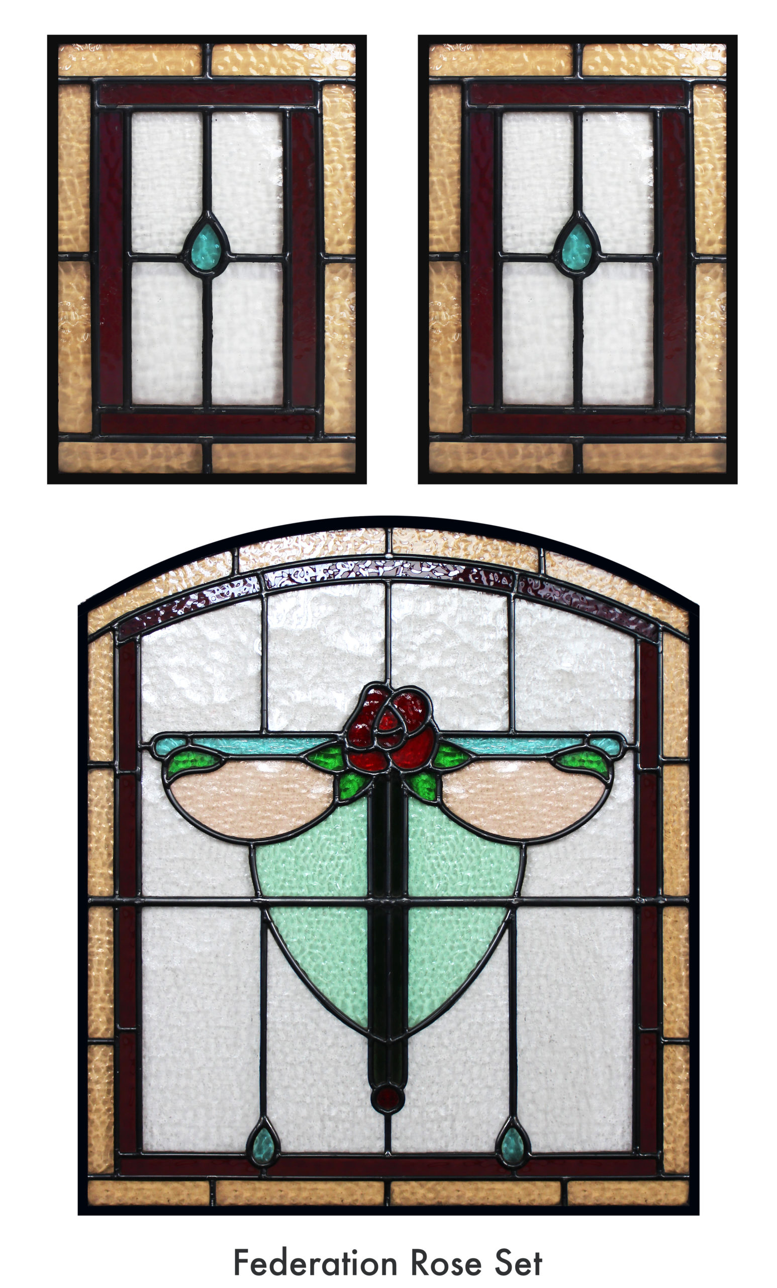Federation Rose Leadlight Set