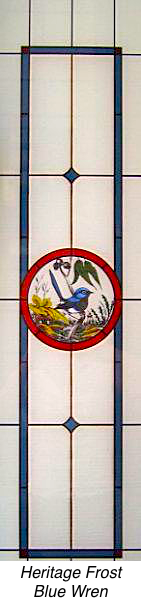 Heritage Frost with blue wren enamel glass