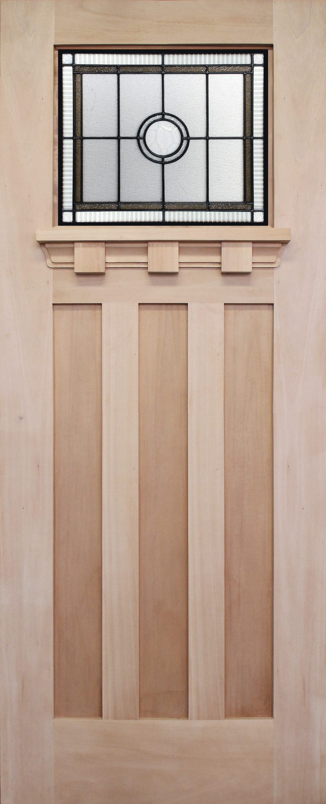 Ivanhoe solid timber door with Hampton leadlight front