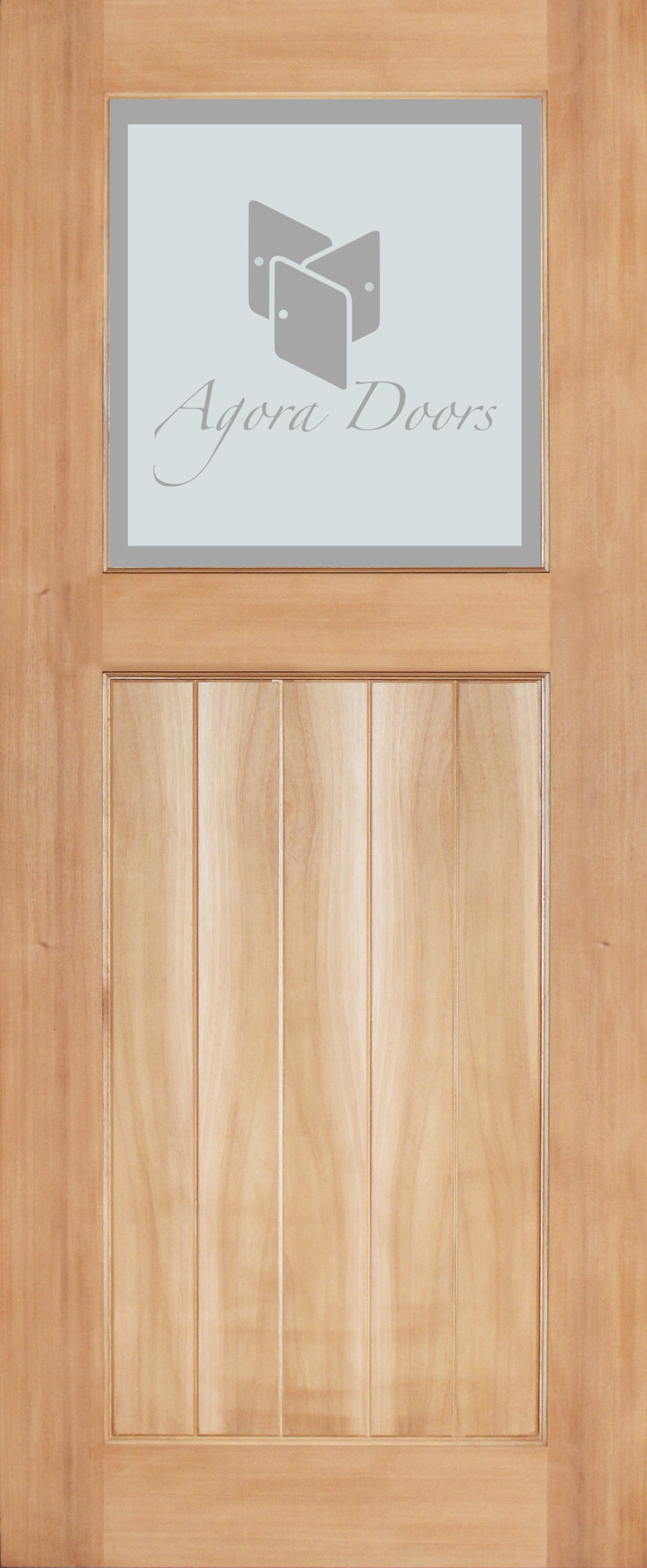 Shiplap solid timber door with laser etched glass