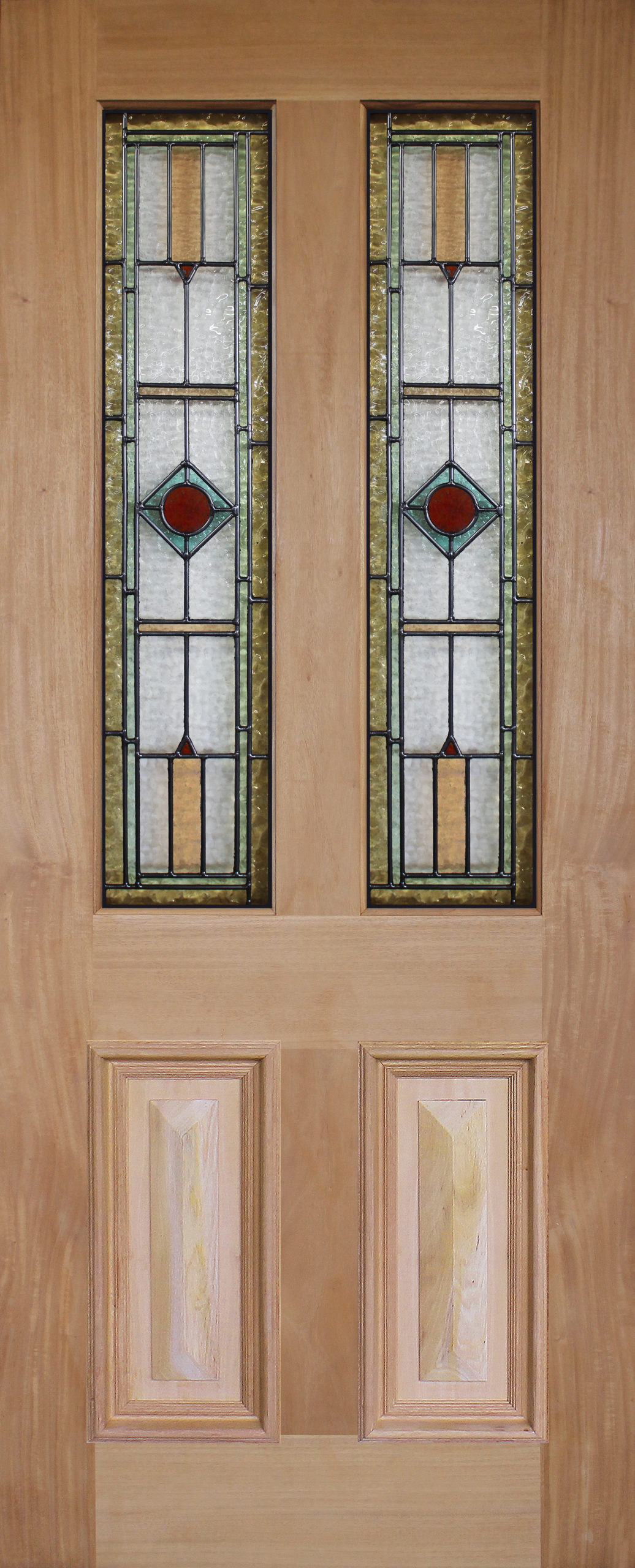 Victorian cricket bat & bollection mould door with Victorian leadlight