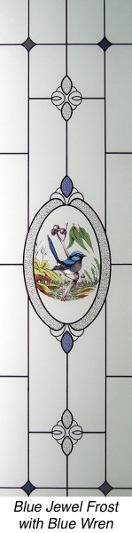 Blue jewel with blue wren enamel glass