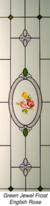Green jewel frost english rose enamel glass