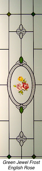 Green jewel frost english rose enamel glass